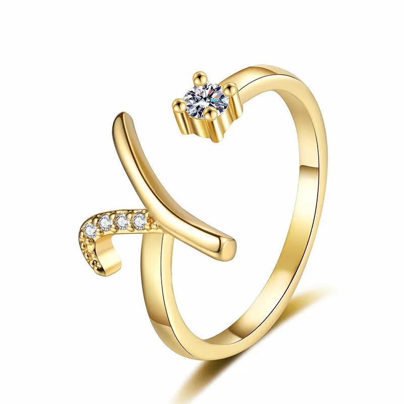 ⏳Časovno omejen 50 % popust⏰Nastavljiv bleščeči začetni prstan za ženske💍-SI