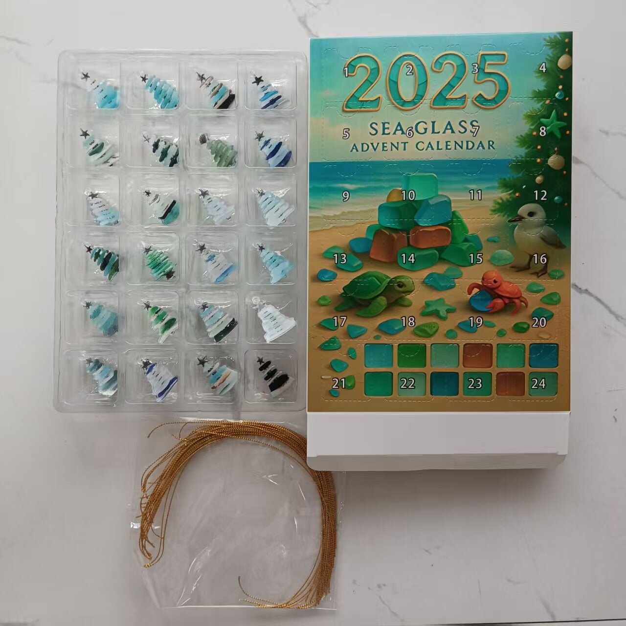 🌊✨Akrilni adventni koledar z učinkom božičnega drevesca 🎄❄️SI