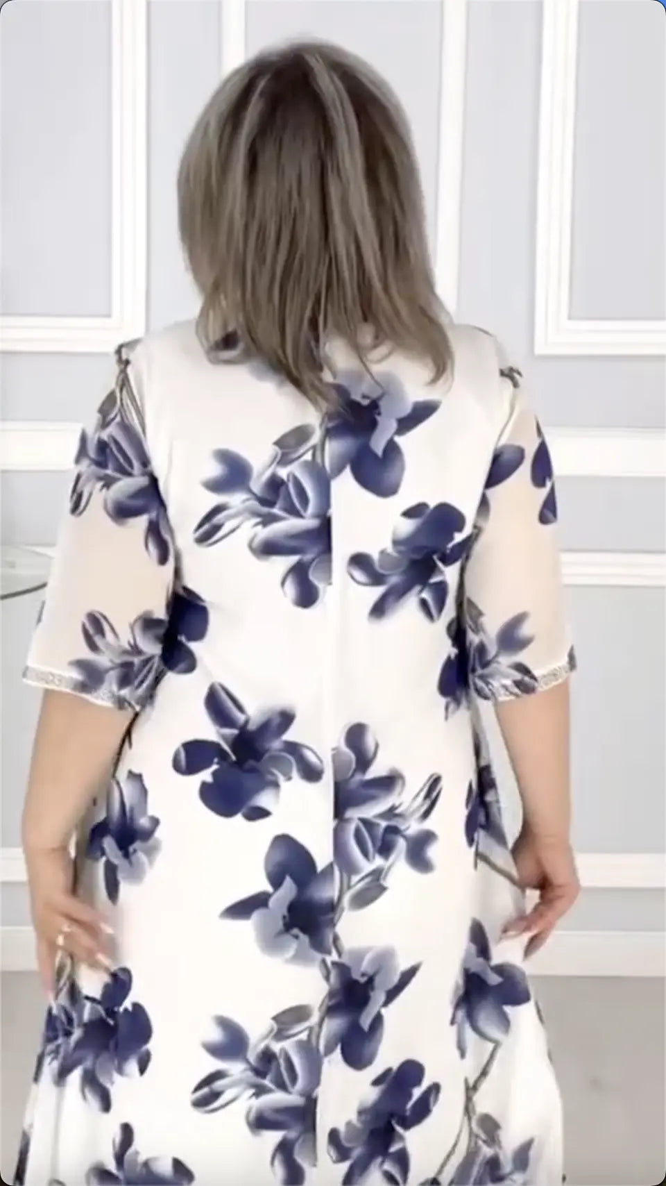 Nove modne potiskane obleke iz šifona velikosti 🌸2025-SI