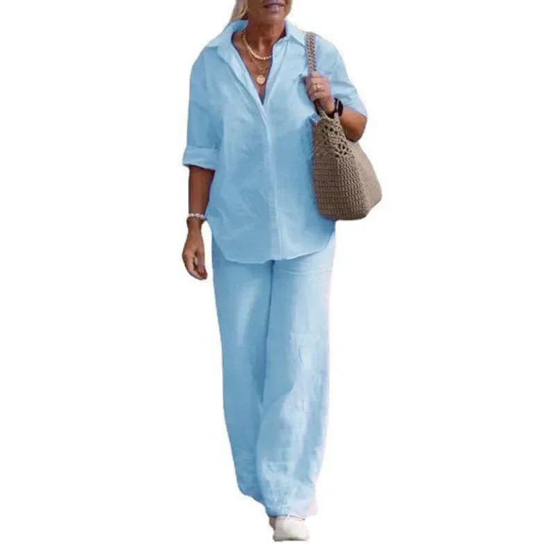 Ženski dvodelni komplet iz bombaža in lana-SI