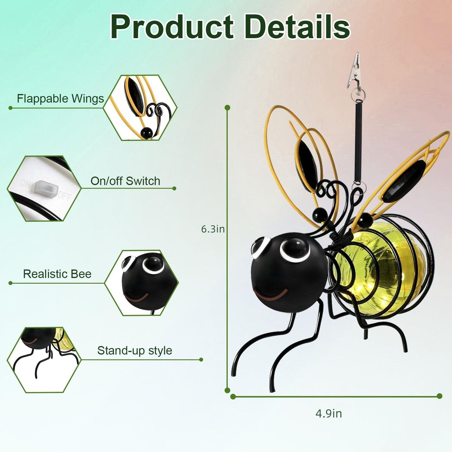 🔥 Τελευταία ημέρα της προσφοράς 🐝 Ηλιακό κρεμαστό φωτιστικό εντόμων-GR