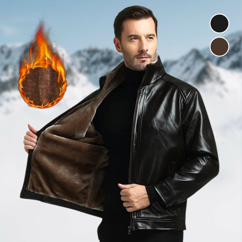 🔥 Moda in toplina 🔥 Moška nepremočljiva podložena usnjena jakna