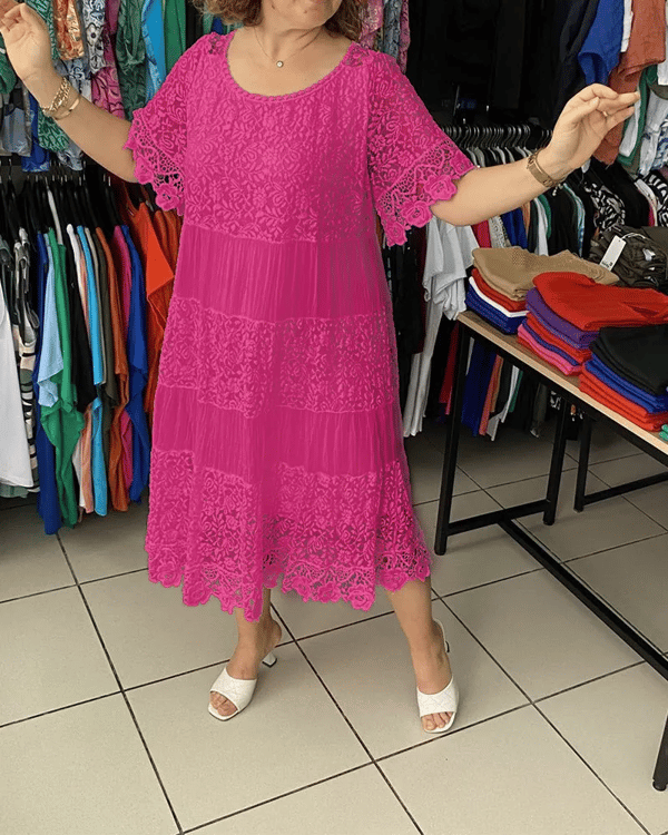 💝Vienspalvė karūnos suknelė trumpomis rankovėmis👗-LT