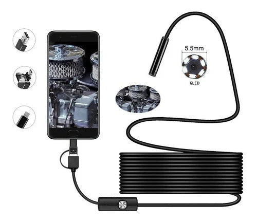 Conecta y utiliza la cámara del endoscopio: compatible con Android, iPhone, iPad y PC.-ES
