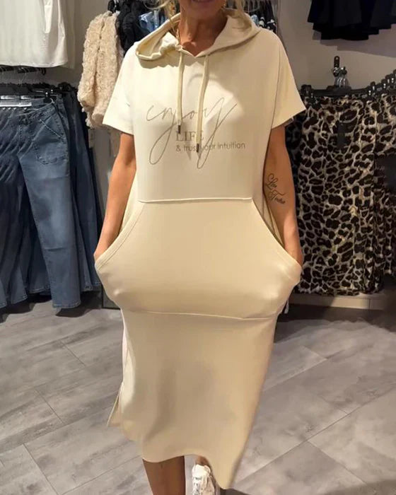 💥🔥👗[S-5XL]2026 m. nauja vasarinio stiliaus laisva, patogi ir kvėpuojanti didelio dydžio džemperio suknelė-LT