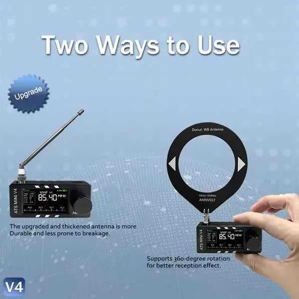 📻Patobulintas ATS Mini V4 Si4732 visų dažnių DSP radijo imtuvas-LT