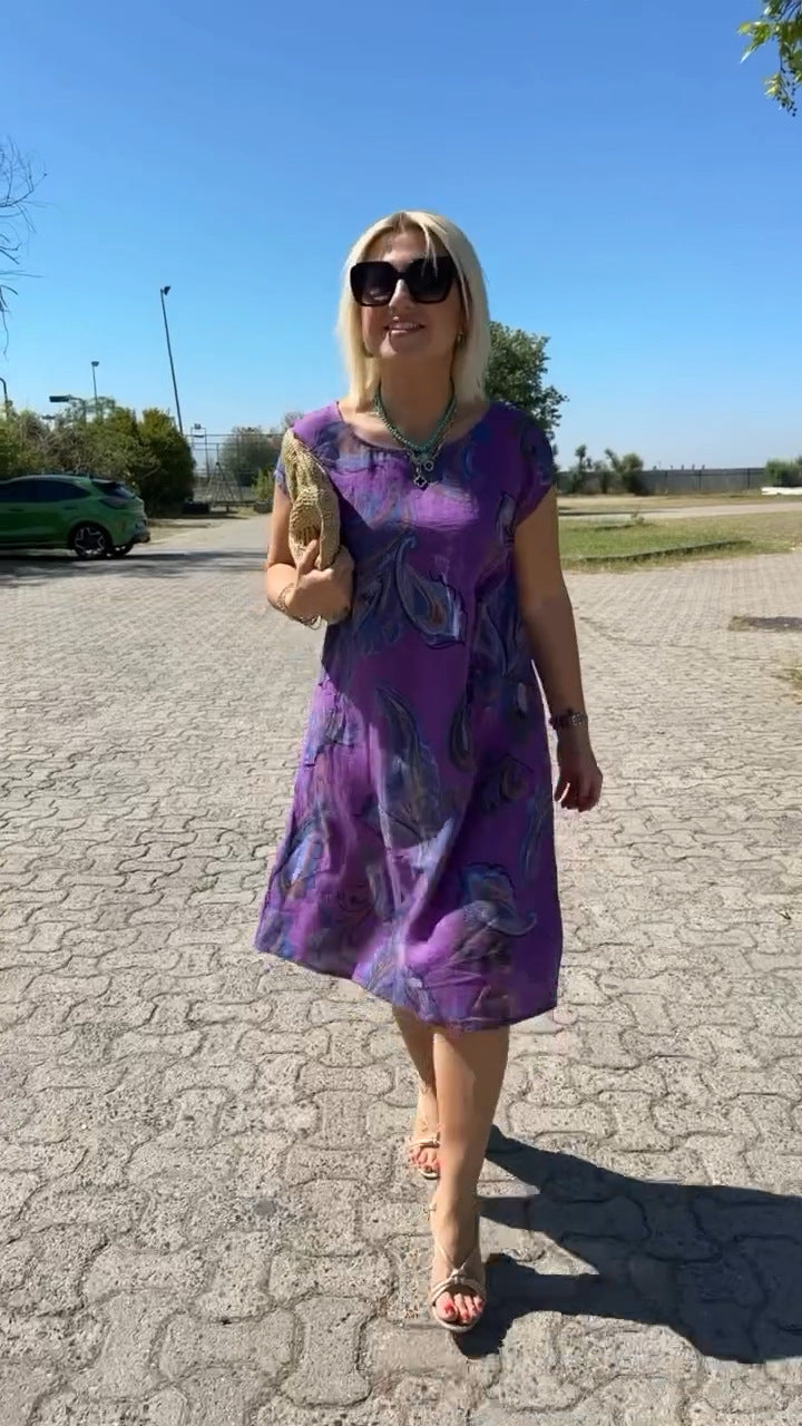 Puuvillane ja linane kleit trükiga-EE