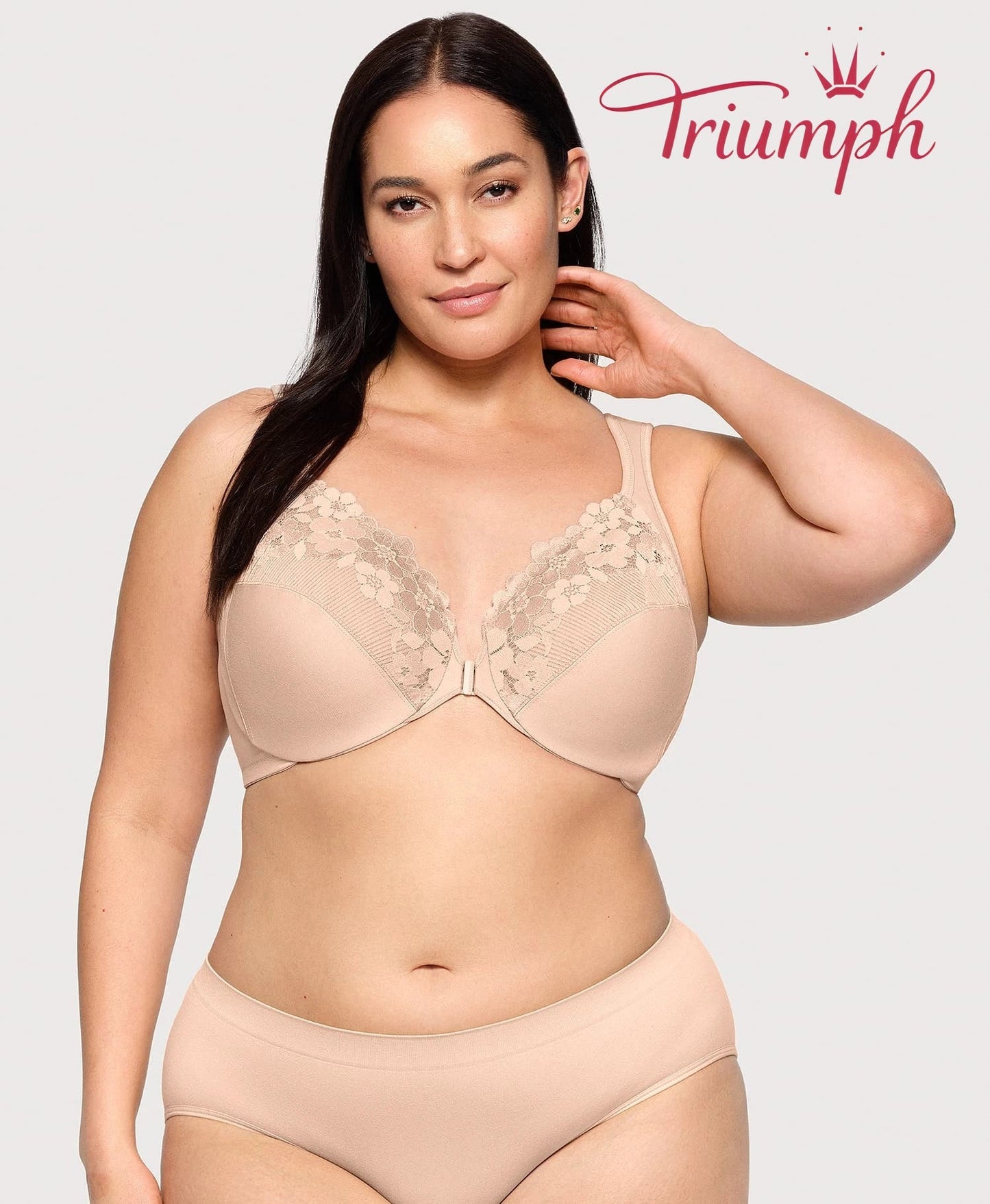 Triumph - (3 τεμάχια) Σουτιέν από βαμβάκι με κεντημένη δαντέλα, κλείσιμο μπροστά-GR