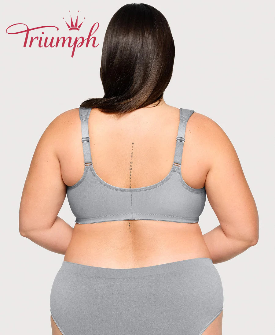 Triumph - (3 dalių) medvilninė liemenėlė su siuvinėtais nėriniais, užsegimas priekyje-LT