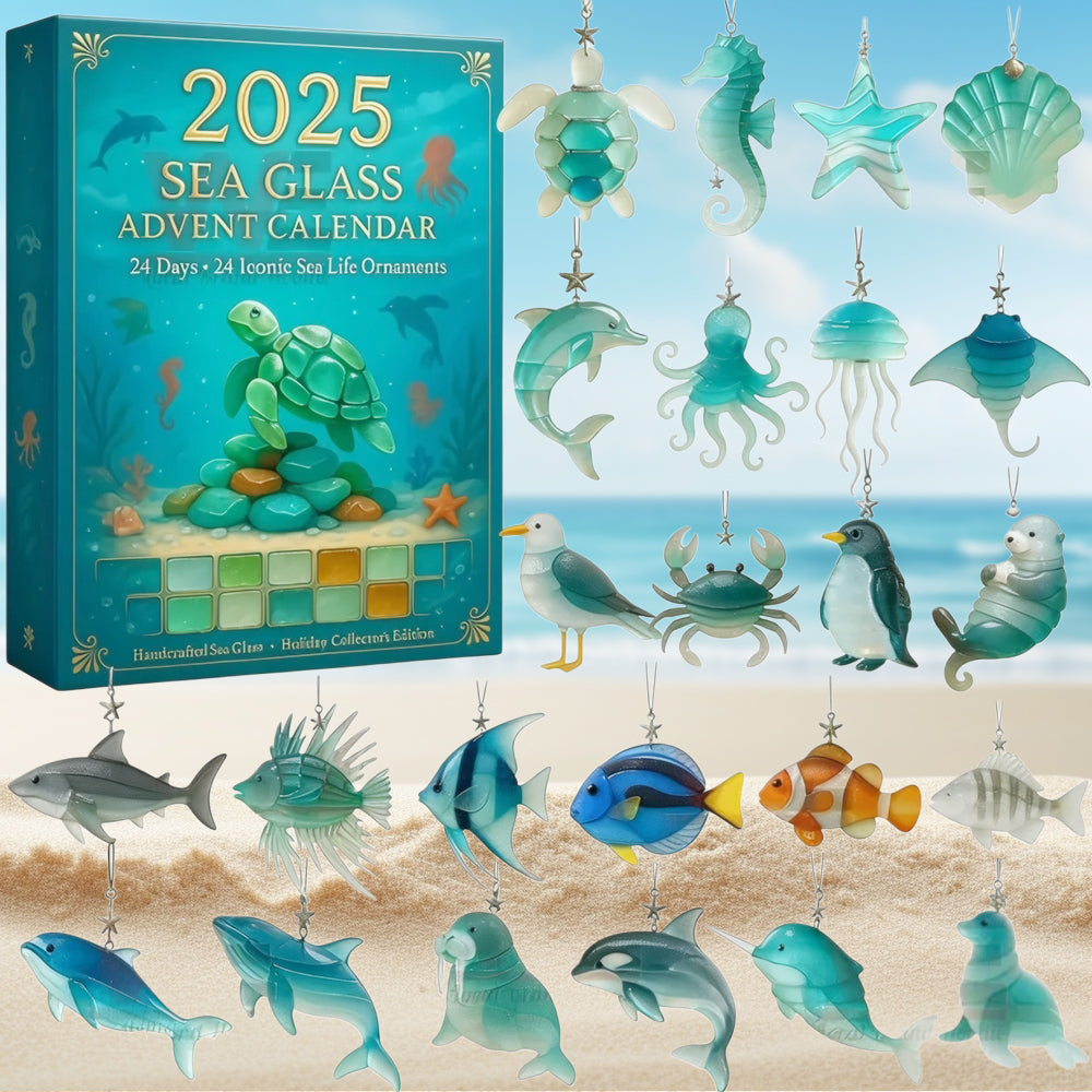 🎁🐟Adventni koledar iz morskega stekla z morsko tematiko za leto 2025🎁-SI