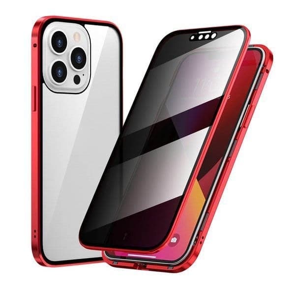 Magnetinis „iPhone“ dėklas su neatspindinčiu stiklu ir metalu-LT