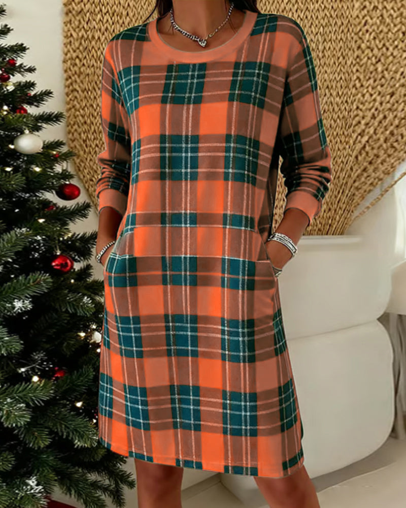 Bluza z dolgimi rokavi in karirastim vzorcem-SI