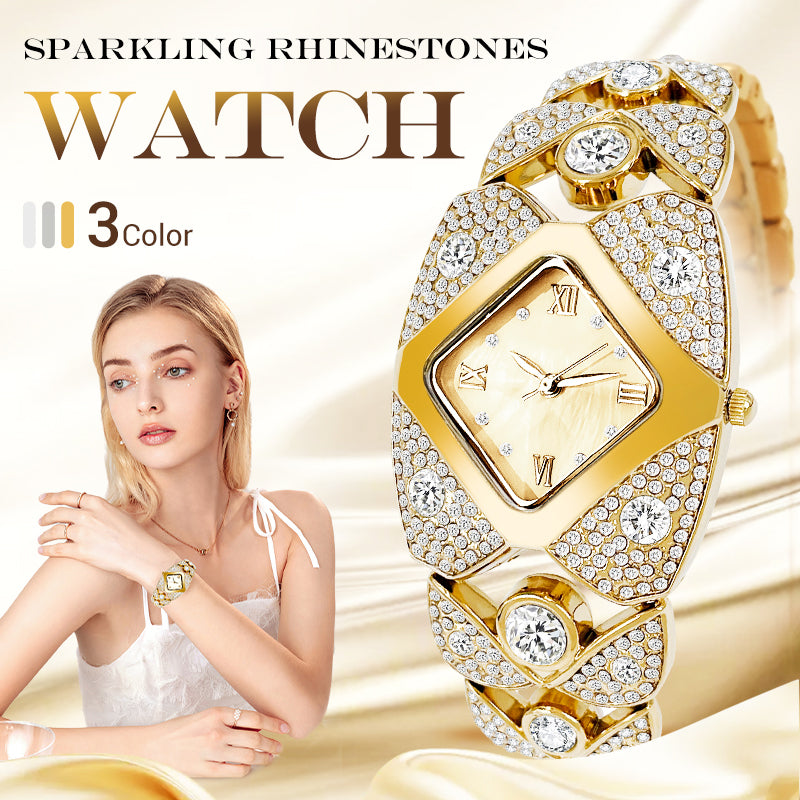 💜Ρολόι ρετρό quartz με λαμπερά κρύσταλλα⌚-GR