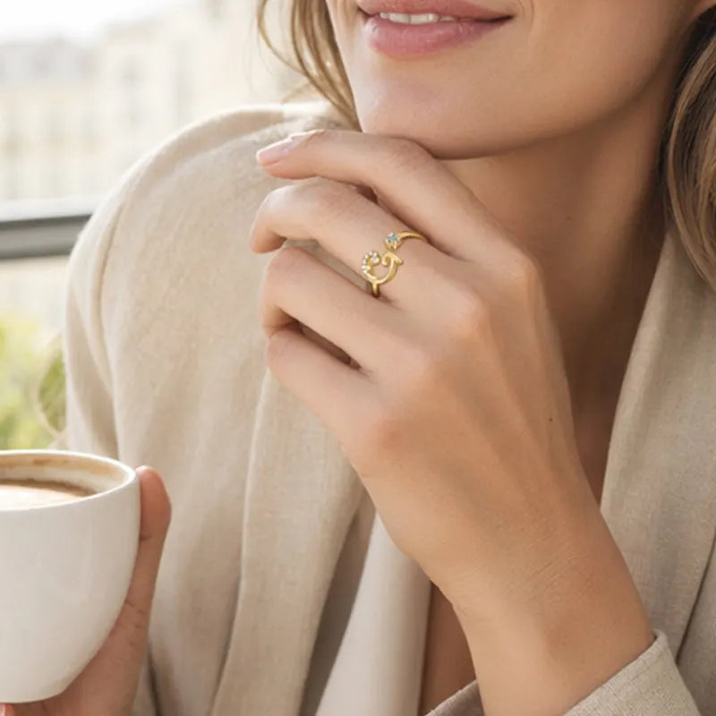 ⏳Časovno omejen 50 % popust⏰Nastavljiv bleščeči začetni prstan za ženske💍-SI