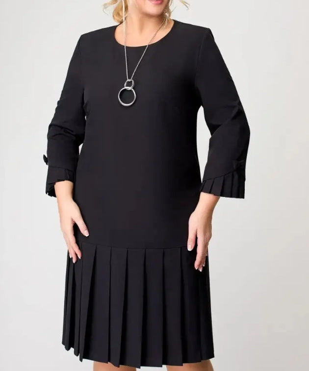 💌[S-5XL]👗Висококачествена, елегантна рокля в едноцветен цвят