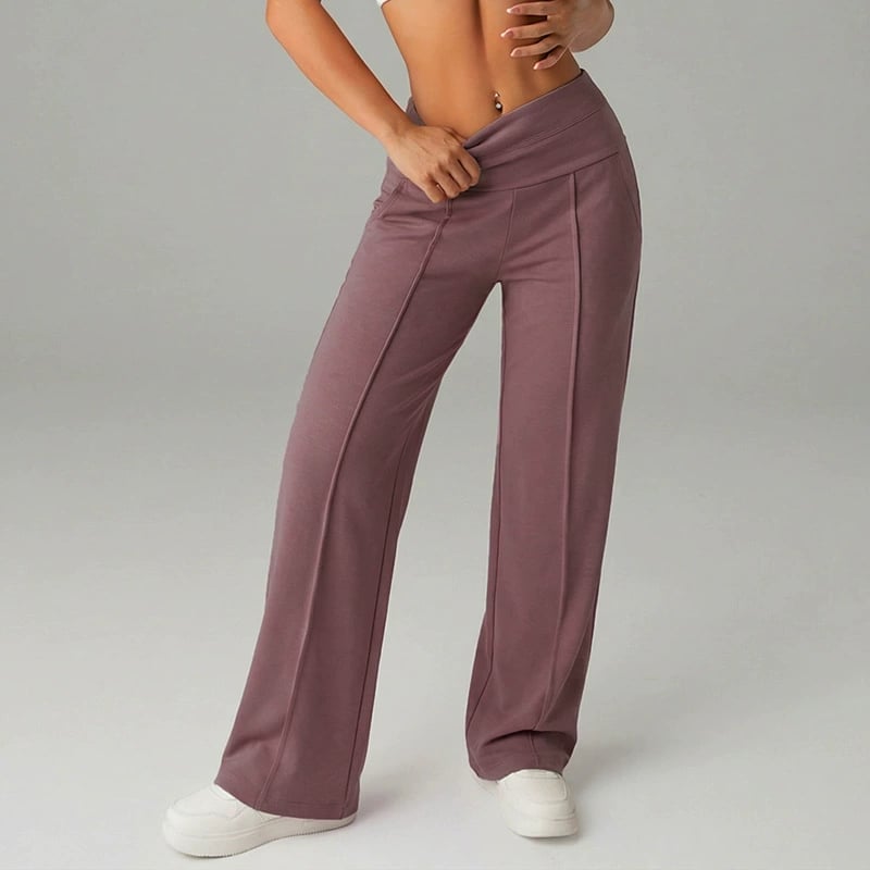 💕Moteriškos vienspalvės tiesaus kirpimo kelnės-LT