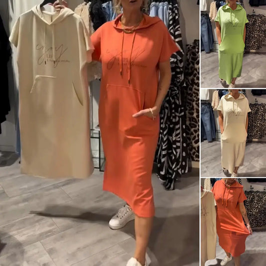 💥🔥👗[S-5XL]2026 m. nauja vasarinio stiliaus laisva, patogi ir kvėpuojanti didelio dydžio džemperio suknelė-LT
