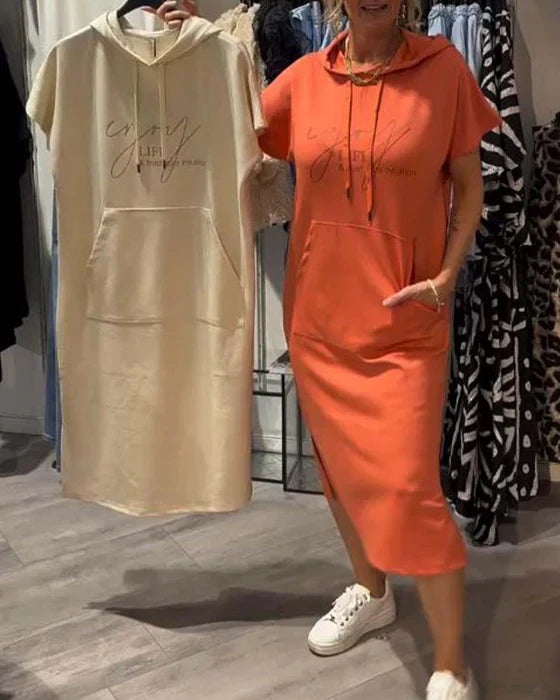 💥🔥👗[S-5XL] Νέο καλοκαιρινό φόρεμα φούτερ μεγάλου μεγέθους, άνετο και αναπνεύσιμο, σε φαρδύ, φαρδύ στυλ για το καλοκαίρι του 2025-GR