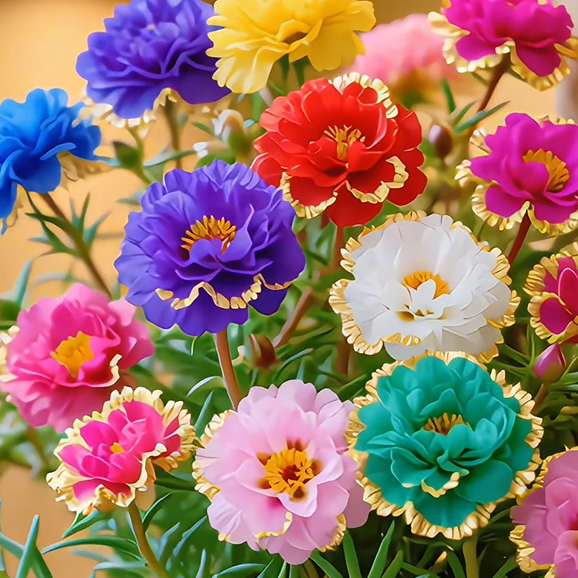 Zlata čipkasta portulaka🌸✨ Čudoviti dvojni cvetovi za lahkotno poletno barvanje-SI
