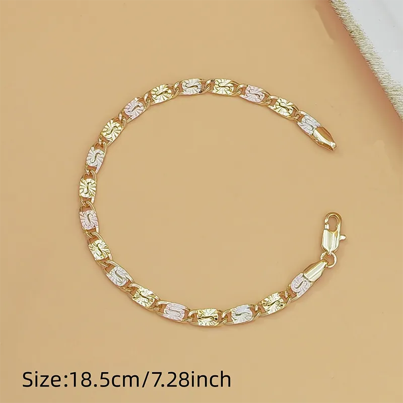 💎 ZDAJ 50 % POPUSTA! 👑 Unisex zapestnica s tribarvnimi členi - zlata/roza/srebrna, fasetiran brus in zaponka v obliki hobotnice - klasični členi, moderen sijaj 💛-SI