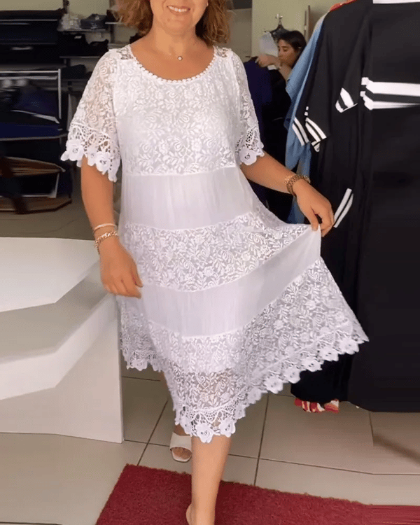 💝Vienspalvė karūnos suknelė trumpomis rankovėmis👗-LT