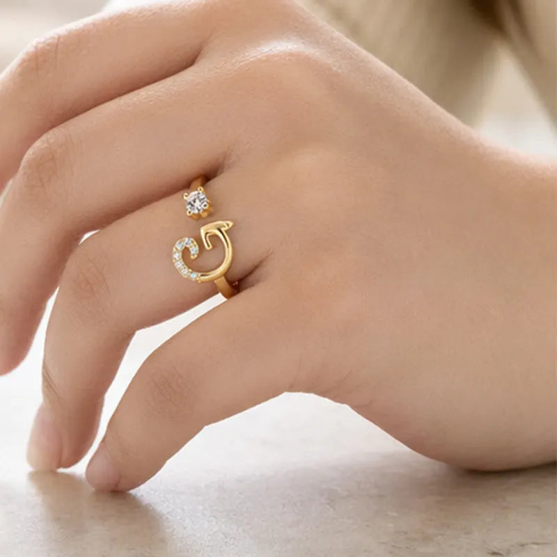 ⏳Časovno omejen 50 % popust⏰Nastavljiv bleščeči začetni prstan za ženske💍-SI