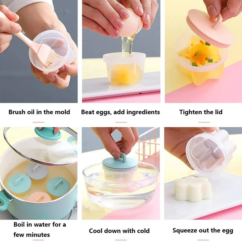 Žavi kietai virtų kiaušinių formelė🥚🥚 4 vnt/komplektas su teptuku-LT