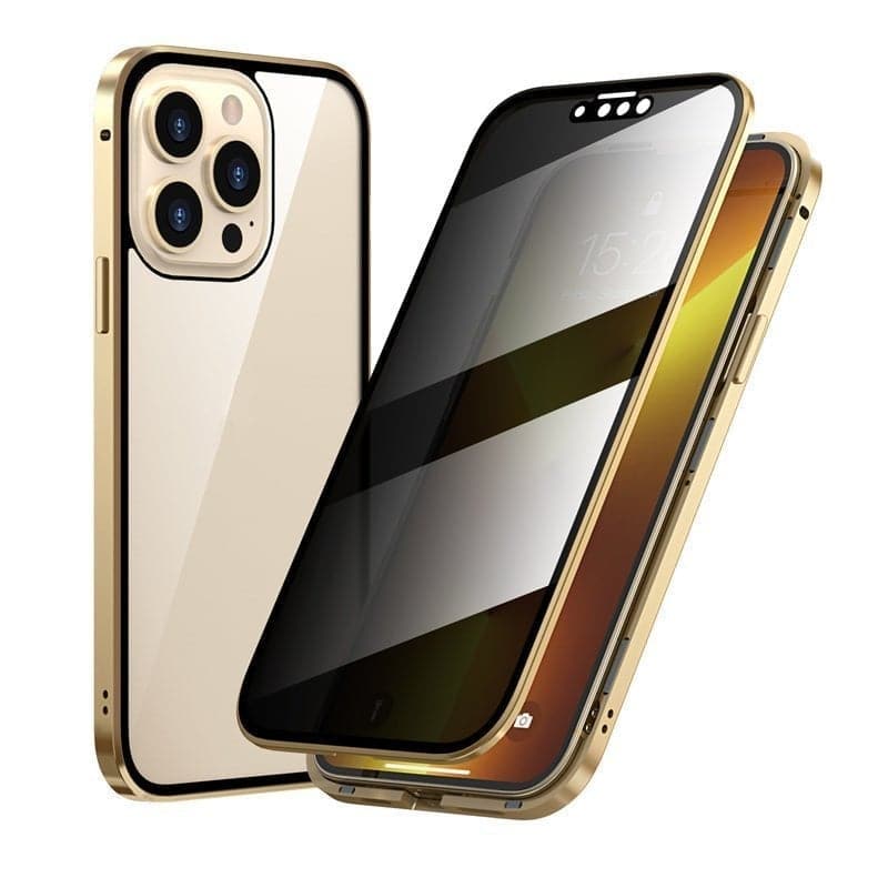 Magnetni ovitek za iPhone z antirefleksnim steklom in kovino-SI