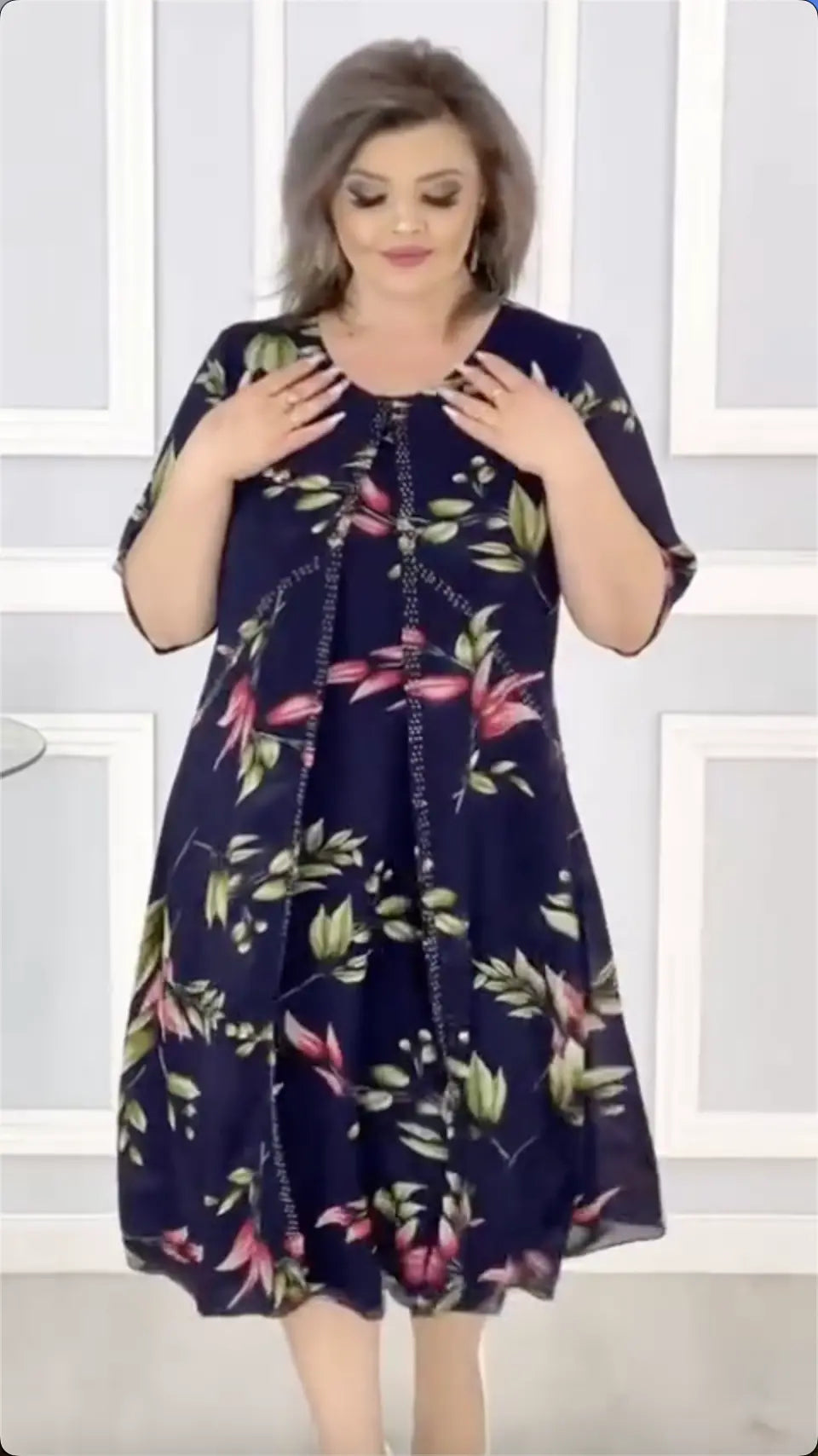 Nove modne potiskane obleke iz šifona velikosti 🌸2025-SI