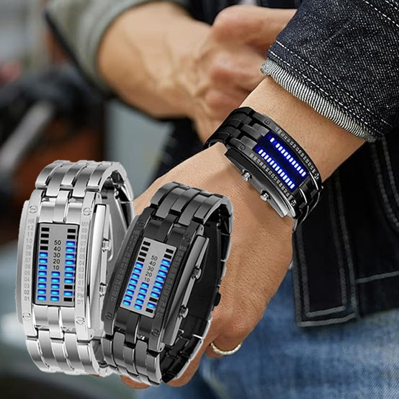 ⌚ DABAR 50 % NUOLAIDA! 🤓 Kiberpanko dvejetainis LED laikrodis – „Tik kompiuterių entuziastai tai supranta“ – futuristinis, unikalus ir akį traukiantis su mėlynu LED ekranu 💙-LT