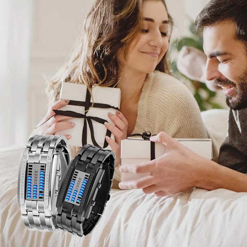 ⌚ DABAR 50 % NUOLAIDA! 🤓 Kiberpanko dvejetainis LED laikrodis – „Tik kompiuterių entuziastai tai supranta“ – futuristinis, unikalus ir akį traukiantis su mėlynu LED ekranu 💙-LT