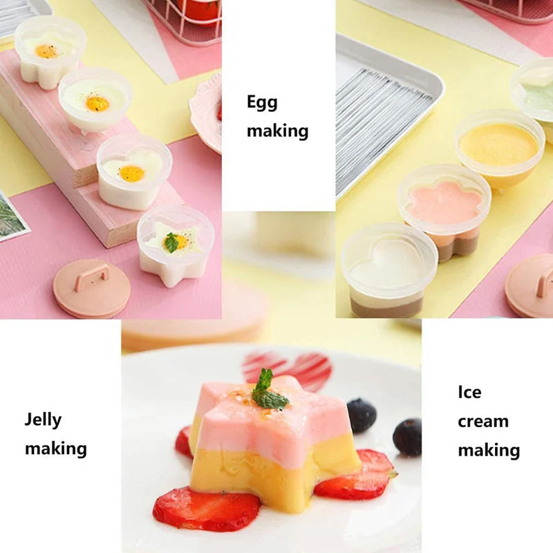 Žavi kietai virtų kiaušinių formelė🥚🥚 4 vnt/komplektas su teptuku-LT