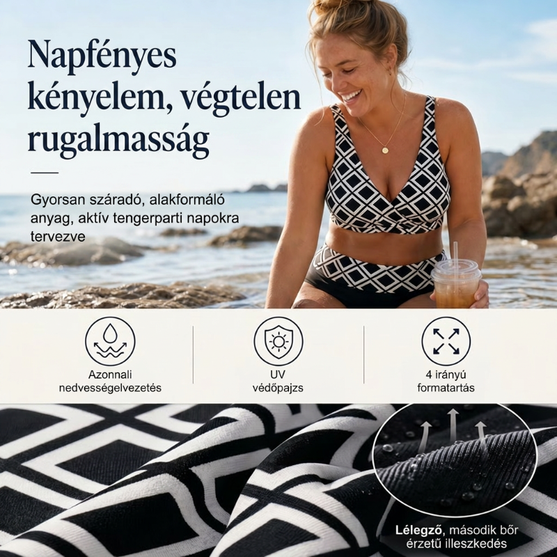 👙🌊Moteriškas dviejų dalių bikinio komplektas aukštu liemeniu-LT