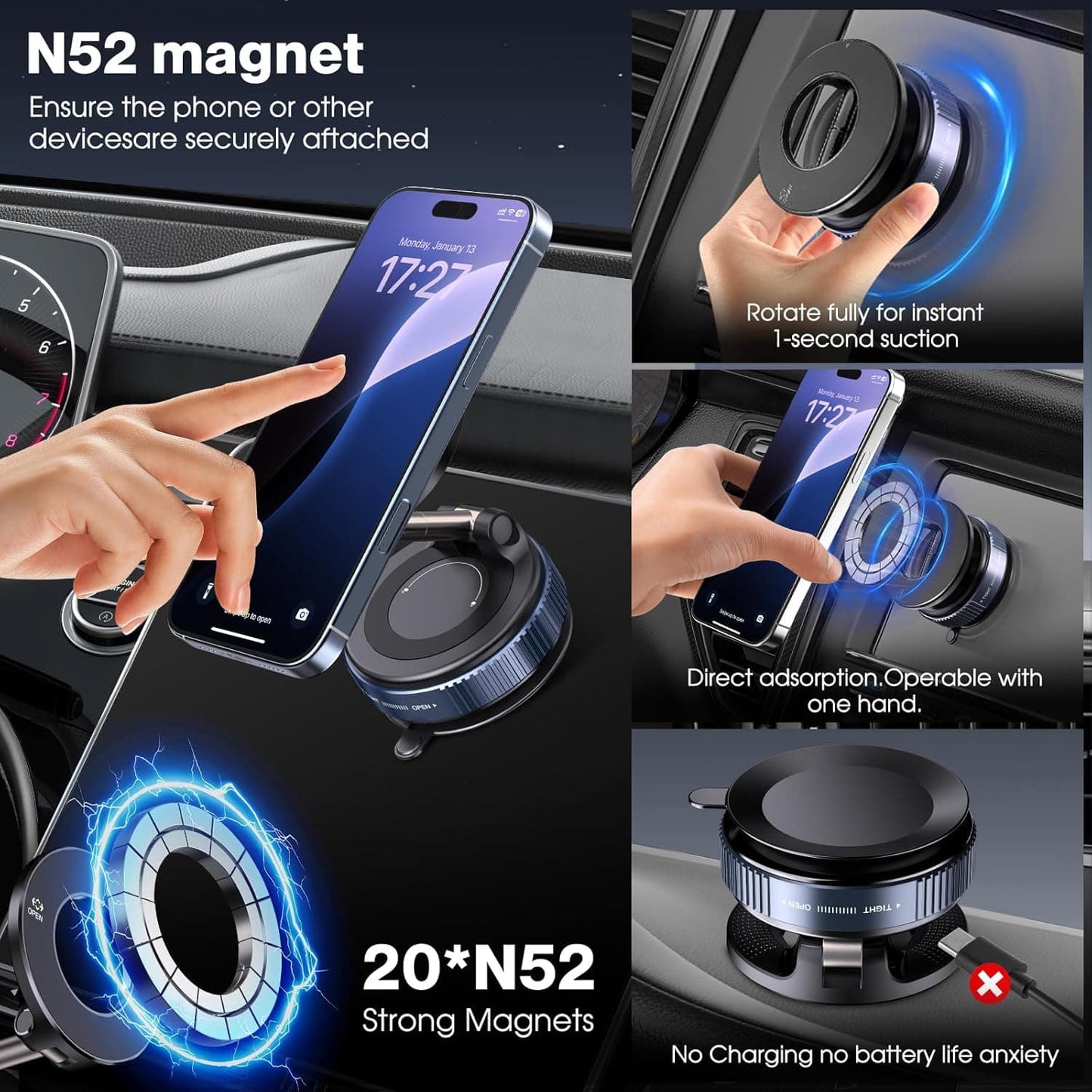 „Woyuosn“ vakuuminiai magnetiniai telefono laikikliai automobiliui-LT