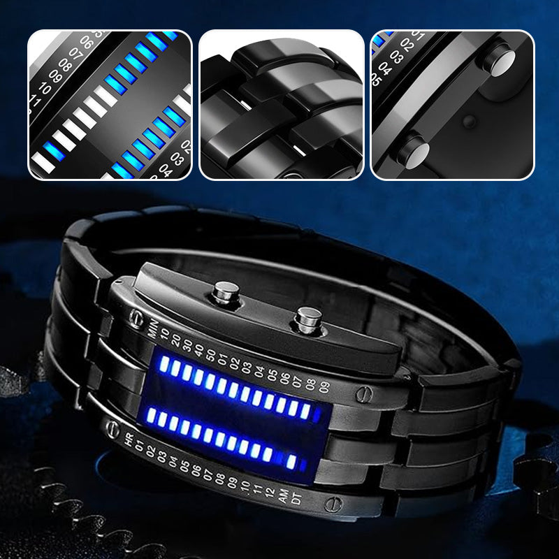 ⌚ DABAR 50 % NUOLAIDA! 🤓 Kiberpanko dvejetainis LED laikrodis – „Tik kompiuterių entuziastai tai supranta“ – futuristinis, unikalus ir akį traukiantis su mėlynu LED ekranu 💙-LT