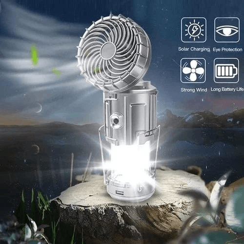 🔥2025 m. karštas išpardavimas🔥🌿Nešiojama LED stovyklavimo lempa su ventiliatoriumi-LT