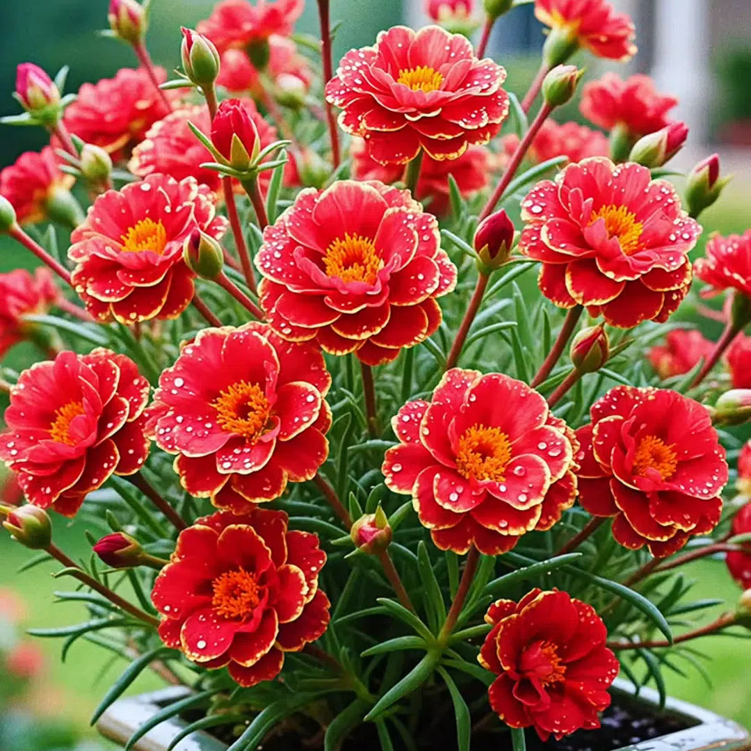Zlata čipkasta portulaka🌸✨ Čudoviti dvojni cvetovi za lahkotno poletno barvanje-SI