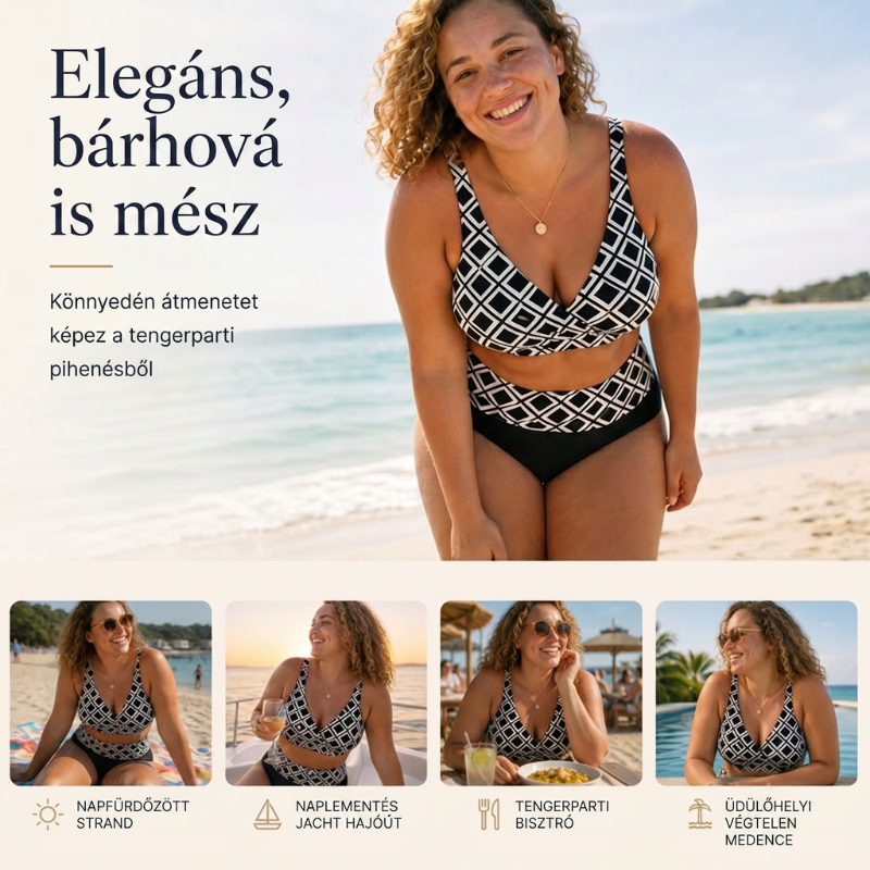👙🌊Moteriškas dviejų dalių bikinio komplektas aukštu liemeniu-LT