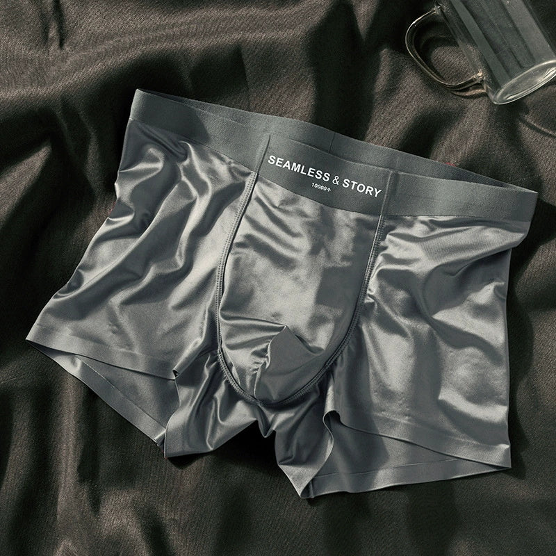 (3 vnt.) Elegantiški Ice Silk vyriški apatiniai iš Mulberry Silk antimikrobinės vyriškos bokserinės kelnaitės-LT