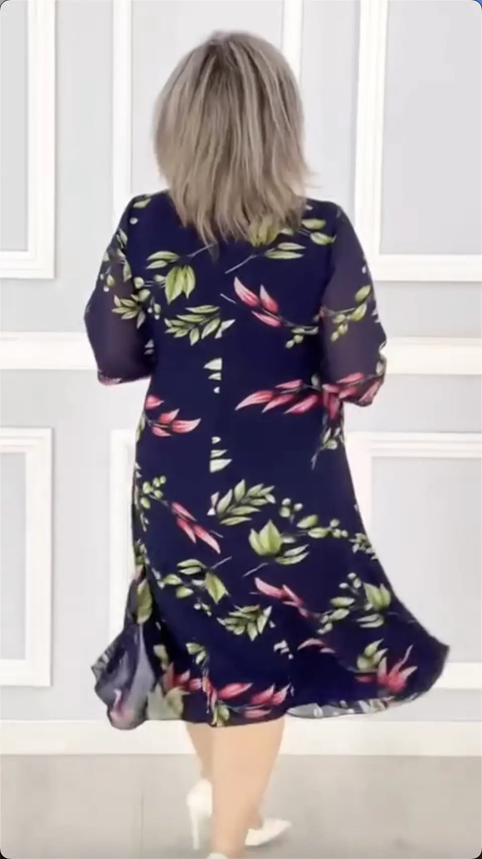 Nove modne potiskane obleke iz šifona velikosti 🌸2025-SI