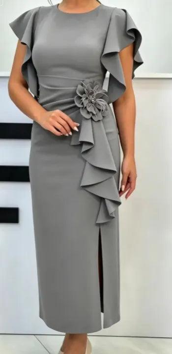 Modna ženska obleka s cvetličnim vzorcem-SI