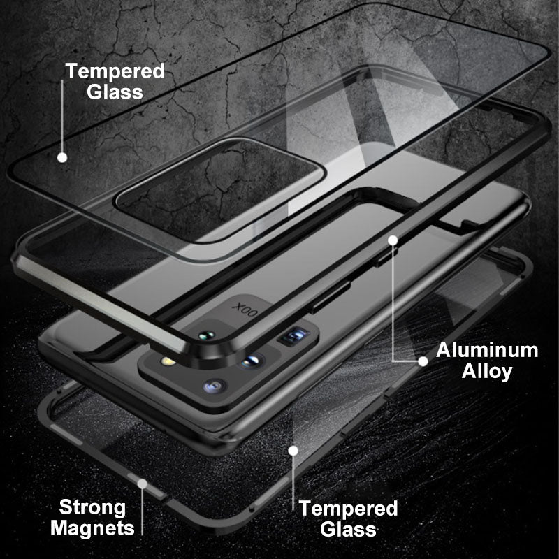 💥Etui magnetyczne z hartowanego szkła, dwustronne, do telefonów Samsung serii S23-S25-SI