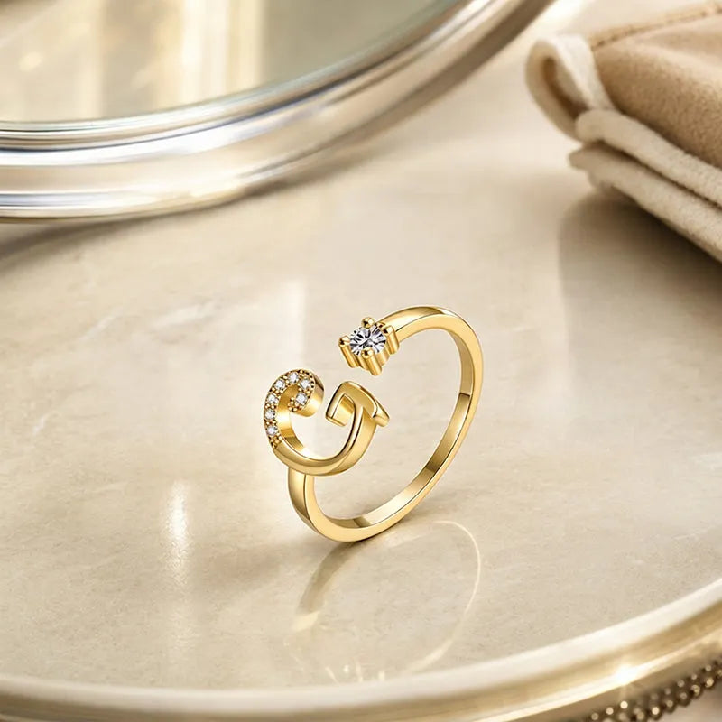 ⏳Časovno omejen 50 % popust⏰Nastavljiv bleščeči začetni prstan za ženske💍-SI