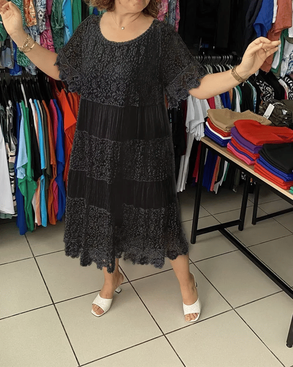 💝Vienspalvė karūnos suknelė trumpomis rankovėmis👗-LT