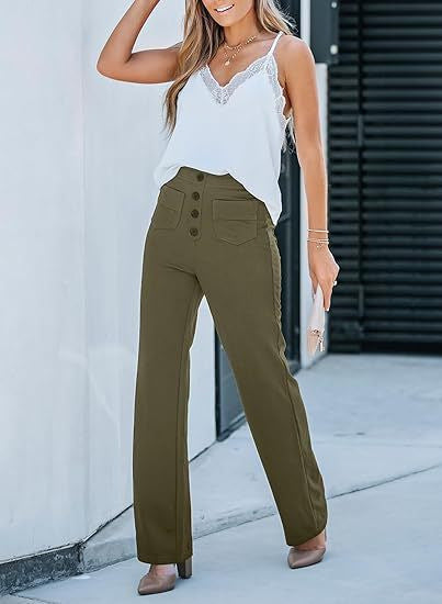🔥49% ΕΚΠΤΩΣΗ - 🔥- Γυναικείο Παντελόνι με Ψηλή Μέση και Ελαστικό, Casual-GR