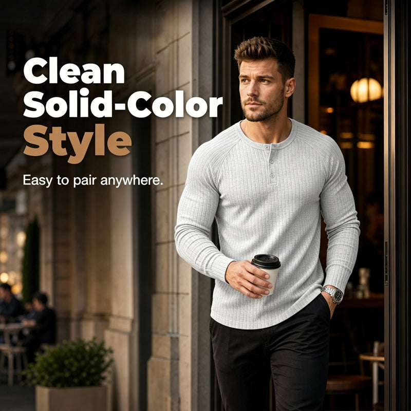 🍁Pridobite si novo jesensko modo - moško slim fit Henley srajco-SI