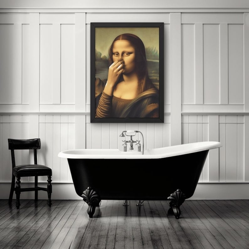 🔥Danes posebna cena 9,99 $!!!🎁🎨🧻Smešna kopalniška umetnina brez okvirja – dodajte nekaj prazničnega -SI