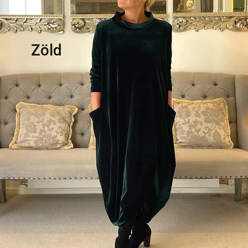 Elegantna dolga žametna obleka