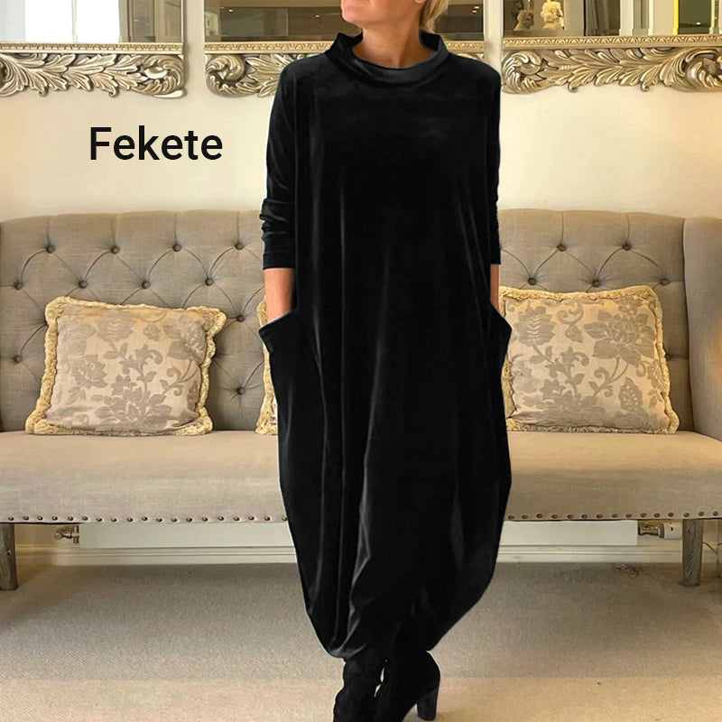 Elegantna dolga žametna obleka