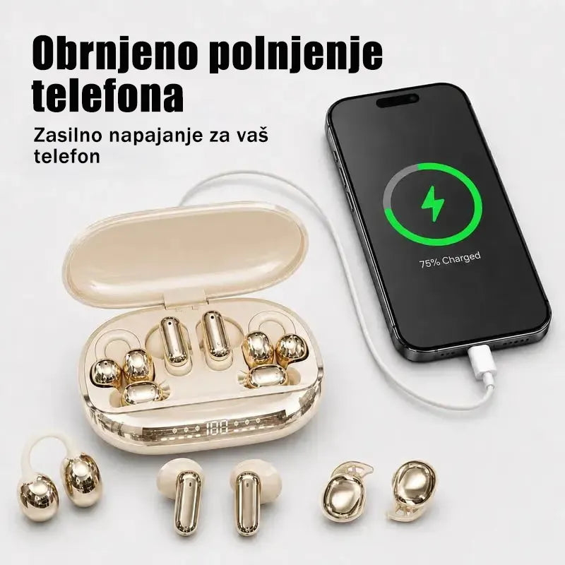 Brezžične slušalke 3 v 1 s polnilno enoto (power bank)